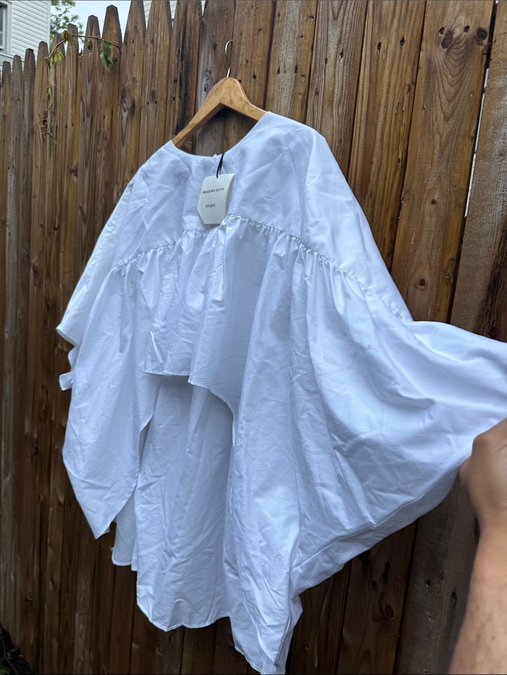 Massimo Dutti White Voluminous poplin Cotton Blouse NWT - Picture 6 of 11